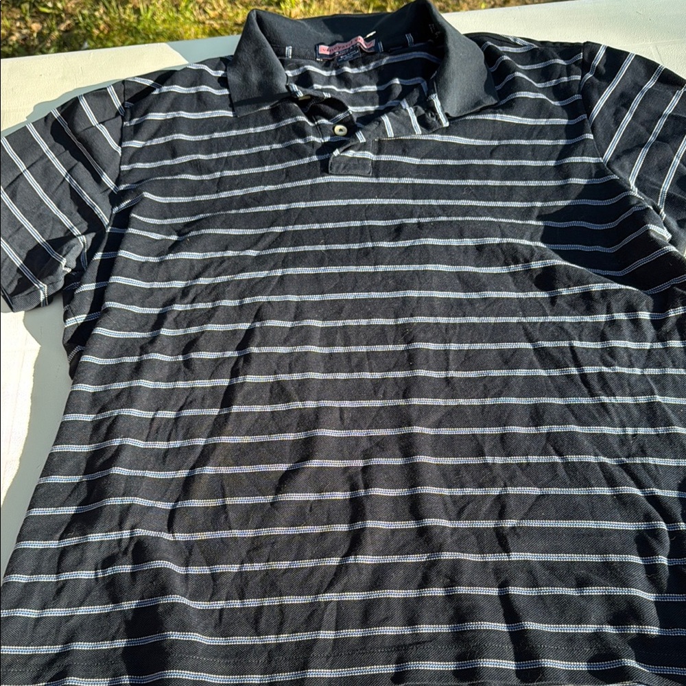 Men's Black Striped Polo Shirt